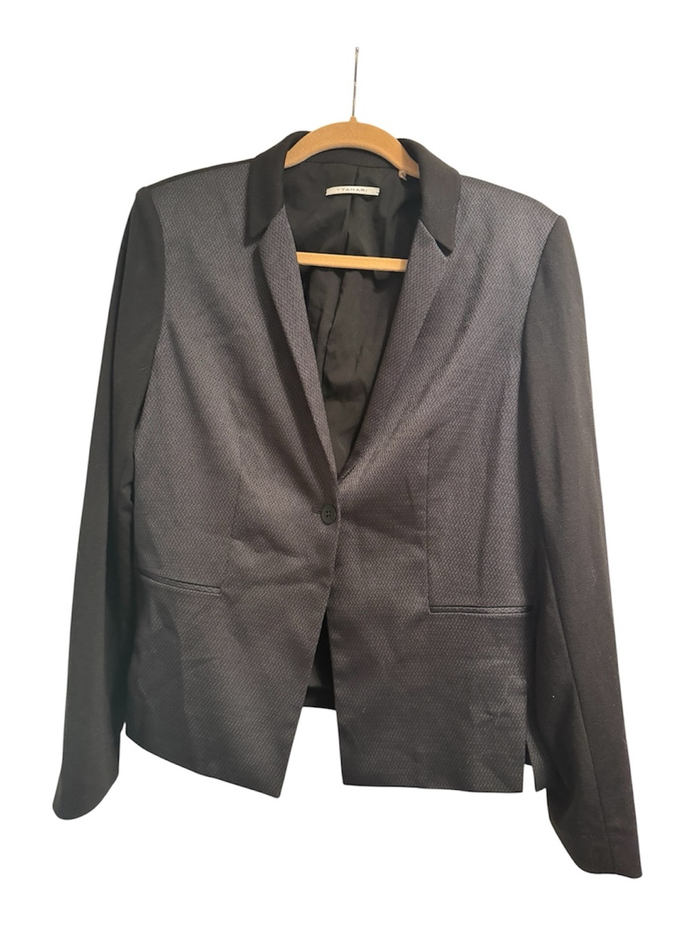 Tahari Black Knit Single-Button Blazer Jacket Size 13